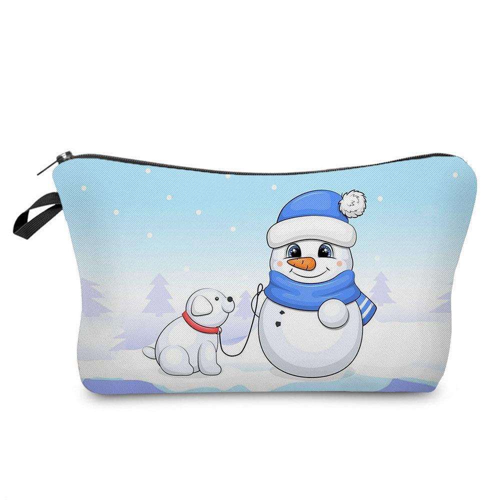 Women Snowman Print Cosmetic Bag Toiletries Organize Travel Storage Case 6766