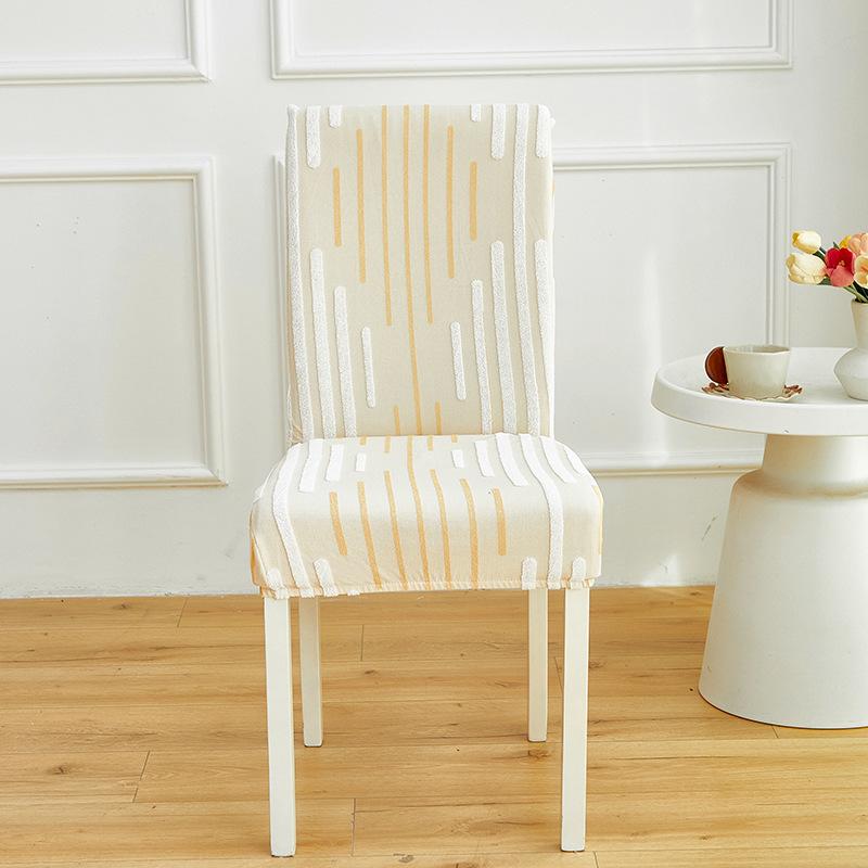 Simple Striped Jacquard Dining Chair Cover All-inclusive Elastic One-piece Chair Cover Non-slip Home Hotel Stool Protective Cover