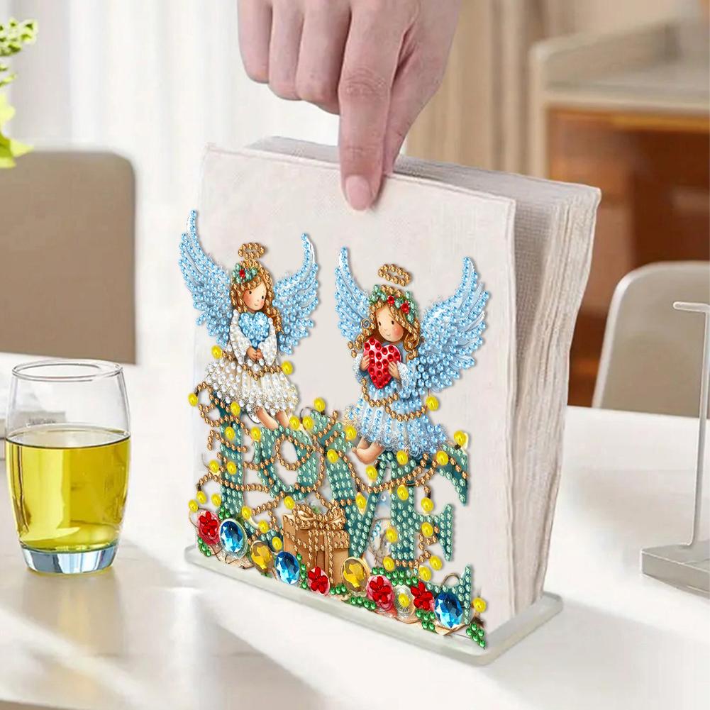Double Sided Xmas Theme Diamond Painting Desktop Napkin Holder Acrylic Ornament Diamond Painting Desktop Napkin Rack Decoration
