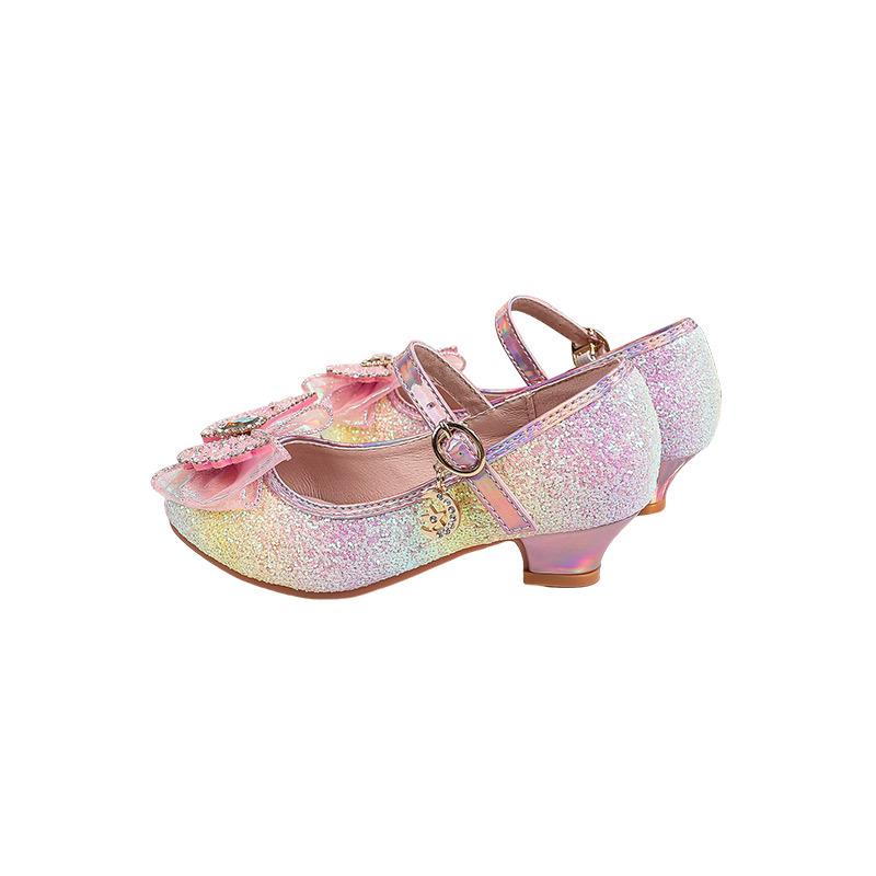 Princess Fashion Butterfly Crystal Shoes, Unique Design, Super Fairy-Like Children's Leather Shoes, Color-Block Gradient Dazzling Princess Shoes
