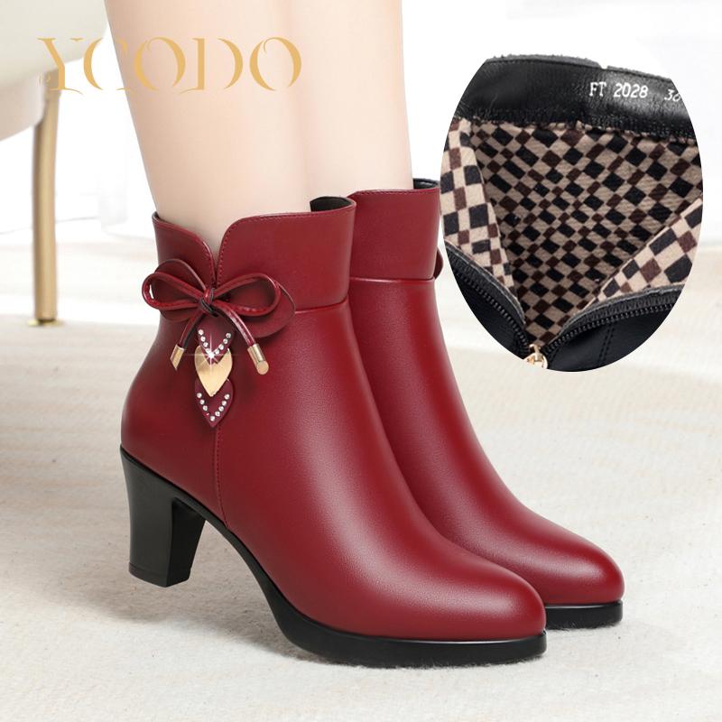 

2023 Весенне-осенне-зимние женские модные повседневные кожаные сапоги на высоком каблуке 34