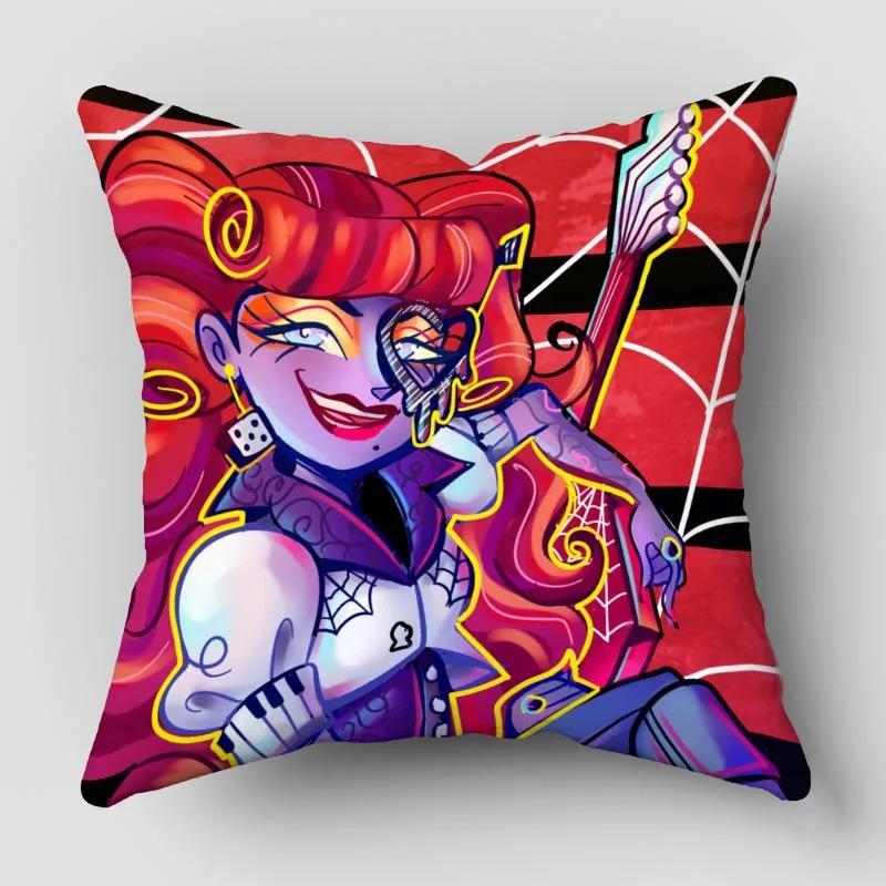 Monster High Pillow Cover Bedroom Home Office Decorative Pillowcase Square Zipper Pillow Cases Satin Fabric 10.16WJY