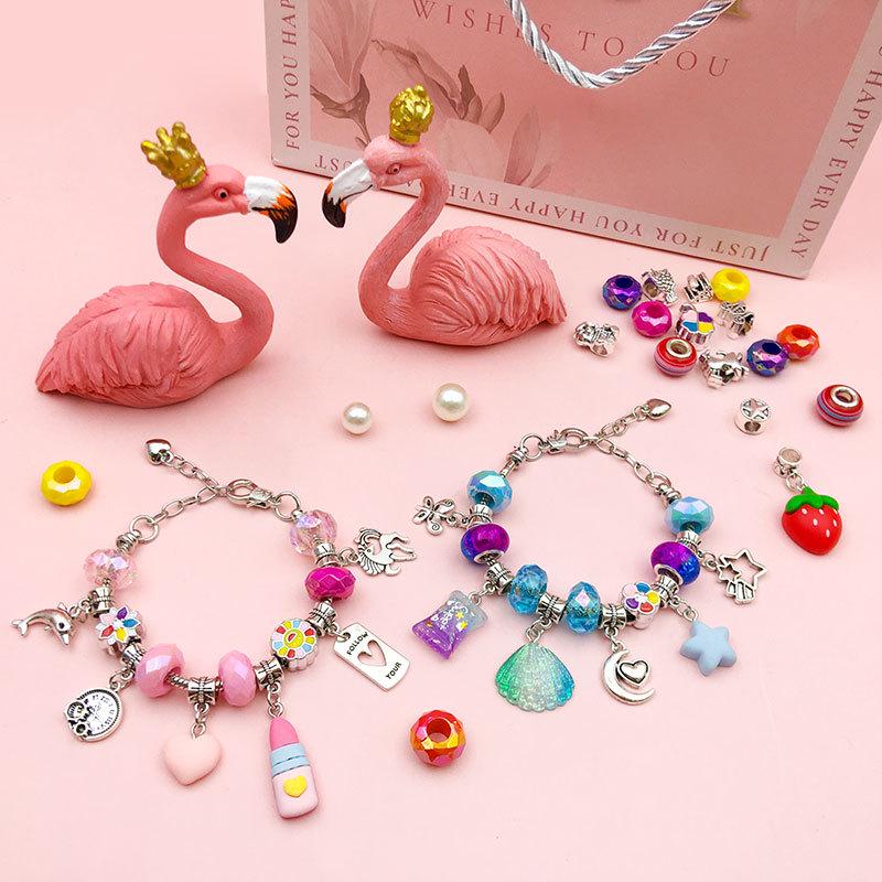 66-częściowy kolorowy zestaw pudełek na biżuterię: Zestaw do samodzielnego wykonania bransoletki dla dziewczynek