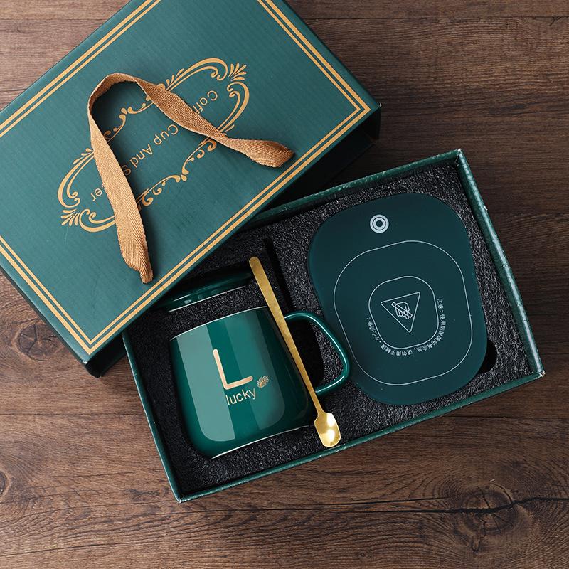 Ceramic mug 55-degree constant temperature warm cup gift box set is a gift for customers, and a gift for activities.