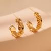 Chic Vintage Rose Design C Shape Earrings With 925 Silver Needle 18k Gold Plated Brass