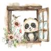 Fun-b54 False Window Panda Children's Room Kindergarten Home Background Landscaping Wall Sticker