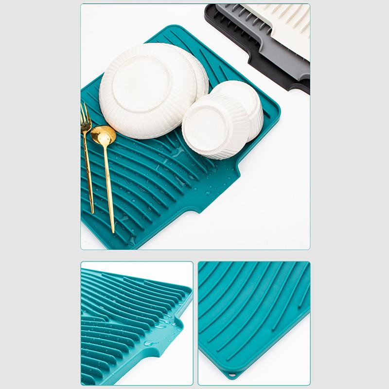 Silicone Dish Drying Mat Drain Pad Kitchen Pans Tableware Coaster Eco-Friendly Drainer Mat For Home Kitchen Tableware