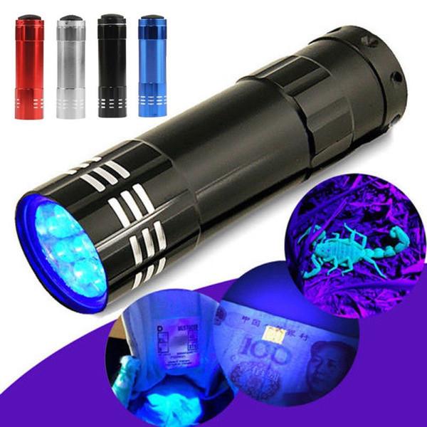 Mini Uv Flashlight With 9leds For Currency Verification And Fluorescence Testing For Camping And Search Scenarios