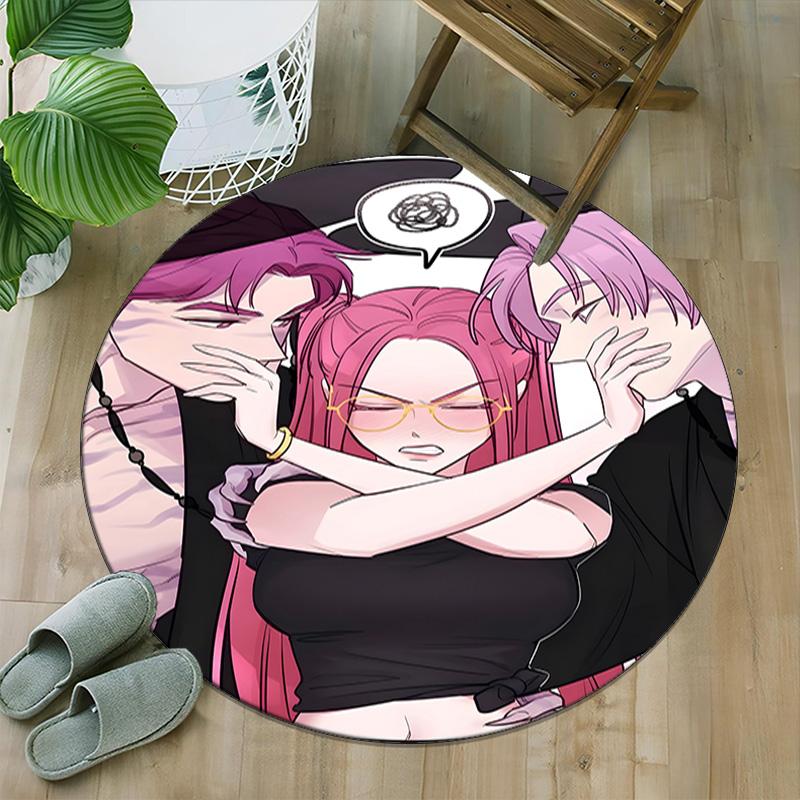 1pc KPop Demon Hunters27 Print Round Carpet Chair Round Carpet Suitable for Bedroom Living Room Home Decorative Carpet