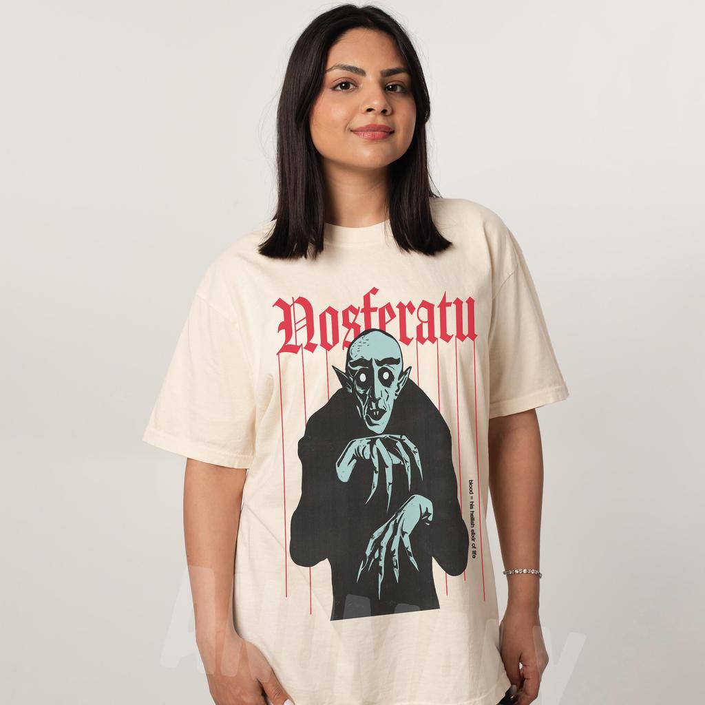Nosferatu Pattern Tshirt Retro Horror Movie Tshirt Print Pattern Casual Unisexs and Womens Tshirt Daily Wear