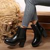 Fashionable New Thick Heel Elegant Sexy High-Heeled Women'S Boots For Winter Comfortable Thick Sole Non Slip Casual Work Boots