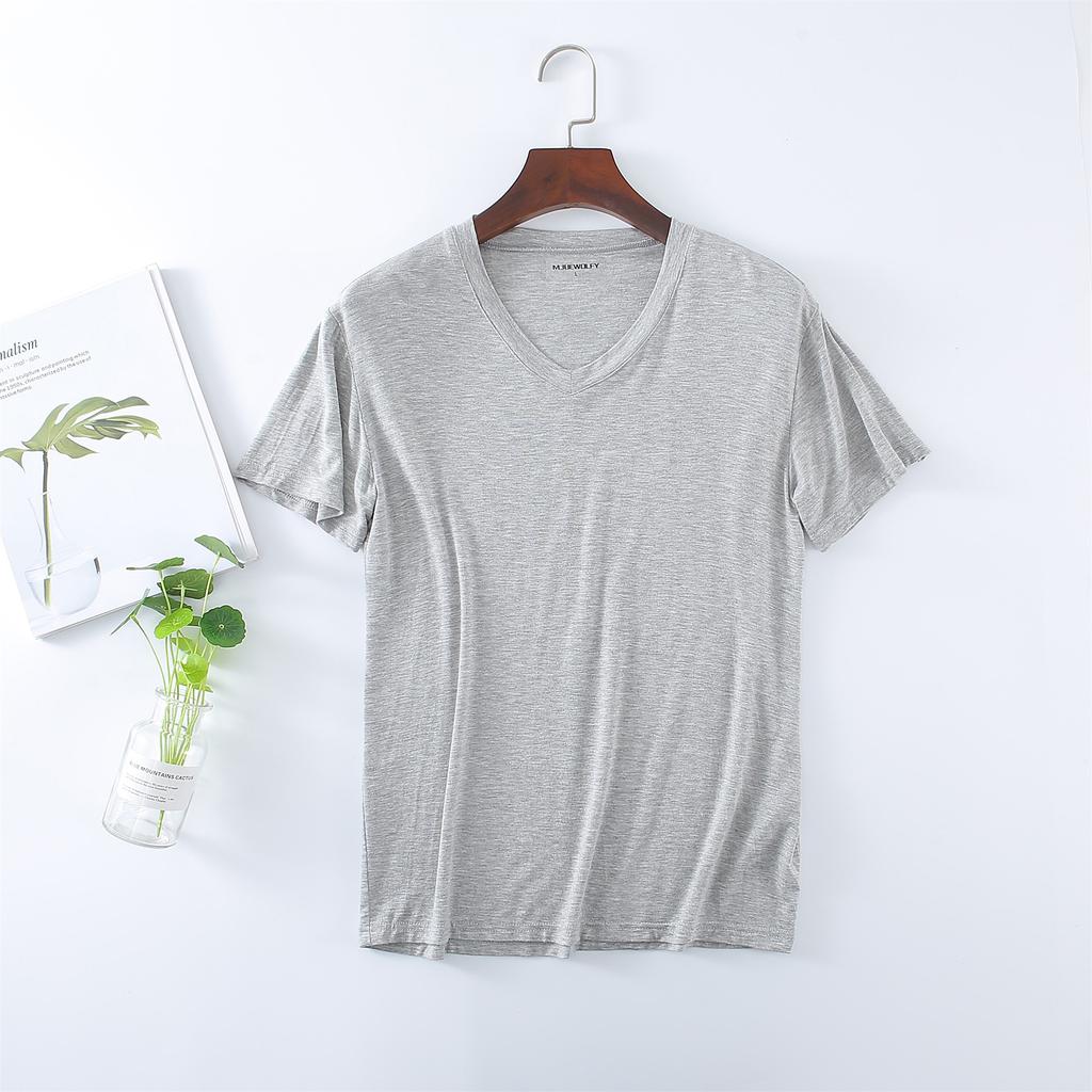 Herren Oversize Modal T-Shirt Kurzarm V-Ausschnitt T-Shirt Casual Sommer Klassisch Basic Tee Shirts ( L-8XL)