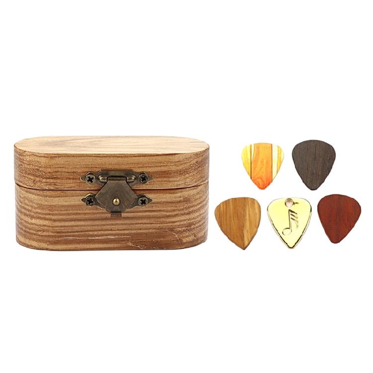 Portable Guitar Pick Box Holder with 5 Guitar Pick Wood Guitar Pick Storage Box Light Weight Guitar Plectrums Cases