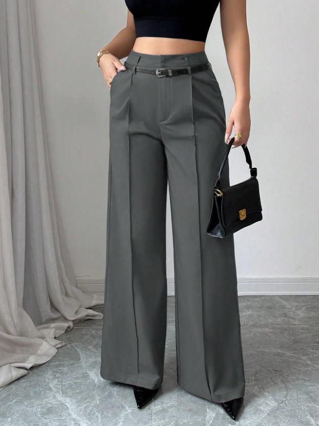 Autumn and Winter New Women's Casual Temperament Commuting High-waisted Loose Straight Trousers Suit Pants