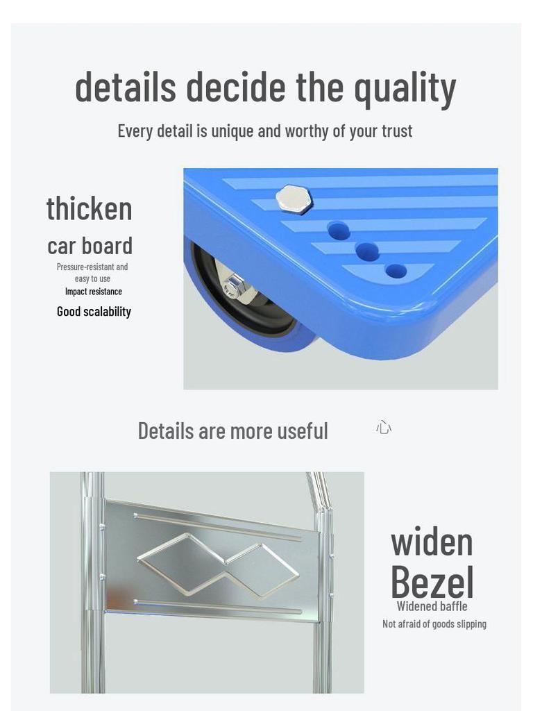 Foldable Silent Handcart: Portable Four-Wheel Flatbed for Household Use