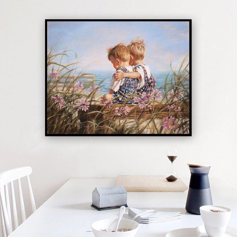 5D DIY Diamond Painting Round Diamond Embroidery Mosaic Portrait Seaside Kids Home Decoration