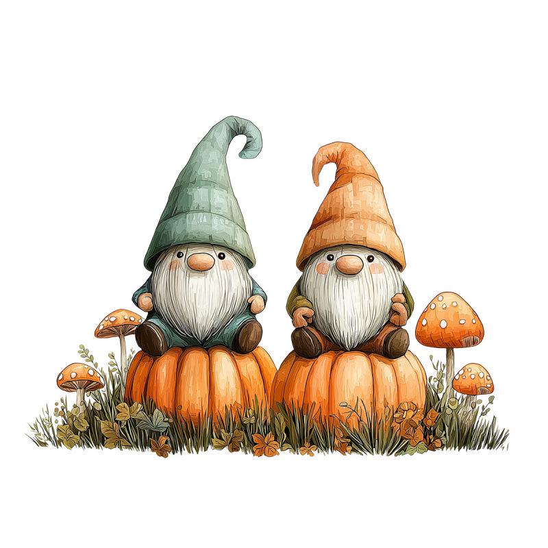 Halloween Gnome Pumpkin Window Decal - No Glue Needed.