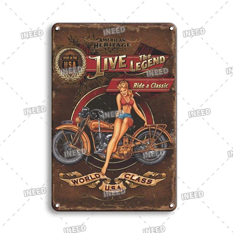 Retro Sexy Beauty Aluminum Poster - Men's Metal Plaque, Garage Cave Workshop Wall Decor
