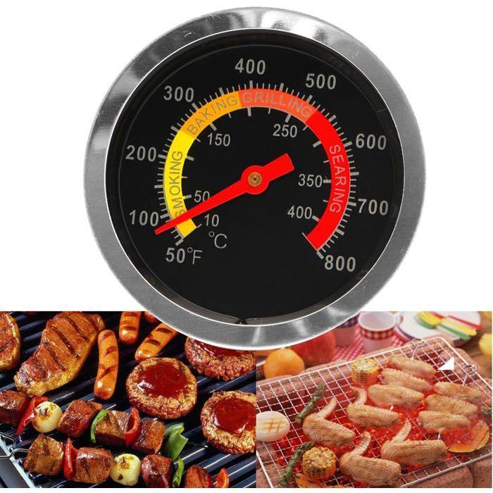 Thermomètre pour barbecue - AIMOONSA - Modèle universel - Acier inoxydable - Ø60 mm - 100–450°C