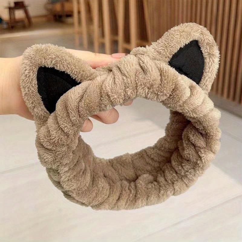 1PCS Face Wash Headband Hairband With Cat Ears Coral Fleece Cartoon Cute Creative Hair Accessories