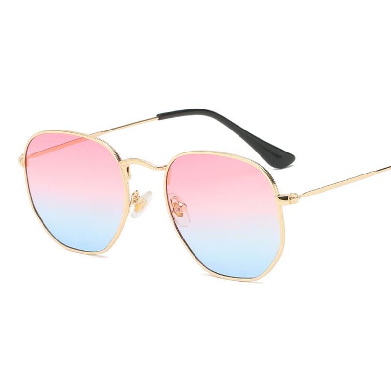 Retro UV400 Sunglasses with Hexagon Metal Frame Gradient Lenses Gold and Silver Frame Colors for Men and Women