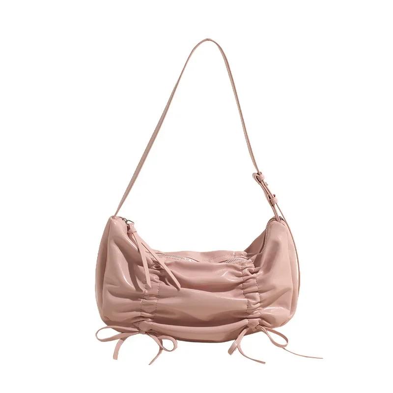 Small Tote Bag with Bow Tie for Women Trendy Versatile Crossbody Shoulder Handbag