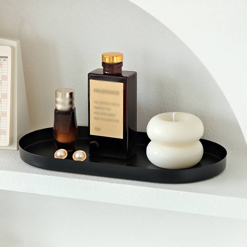 Elegant Oval Metal Decorative Tray Jewelry & Key Storage Tray Dish Plate Tea Fruit Serving Trays Cosmetics Organizer Bathroom
