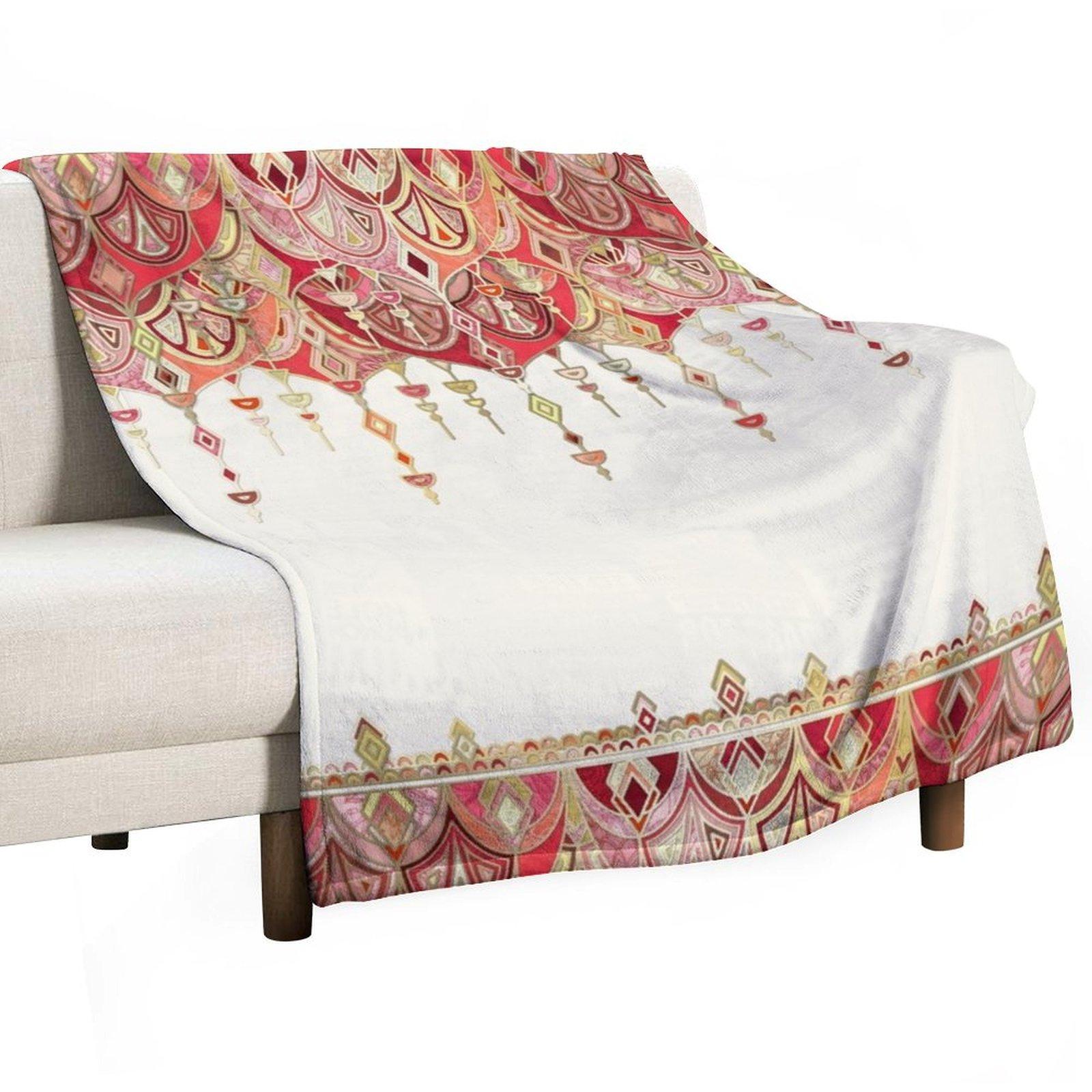 

Royal Red Art Deco Double Drop Throw Blanket sofa bed Polar Soft Plush Plaid blankets ands Blankets 30x40in