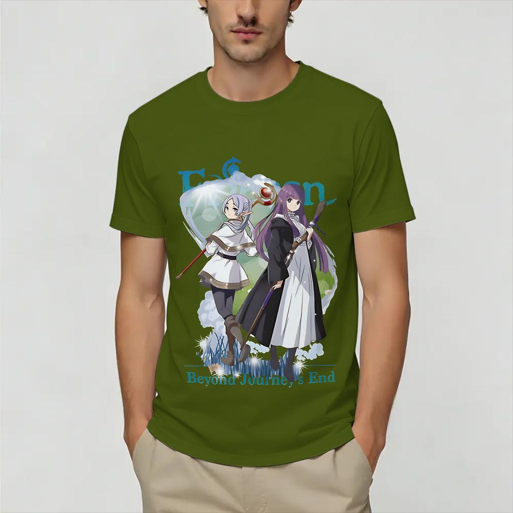 Frieren Beyonds T Shirt for Unisex Cotton Funny TShirts Round Neck Tee Shirt Short Sleeve Tops Summer