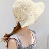 Women's Foldable Japanese Straw Sun Hat with Bow - Casual Summer Bucket/Fisherman Style for Travel & Sun Protection