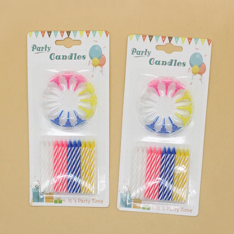 Birthday Party 24 Colorful Threaded Small Candles Creative Party Decoration with Fancy Base Spiral Candles