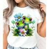 New Frog Print T Shirt Fashion Women Summer Casual Short Sleeve Tee Cute Loose T Shirts