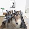 3D Wolf Print Pillowcase and Quilt Cover Full Size Bedroom Home Bedding Set Fashion Home Bedding Gift
