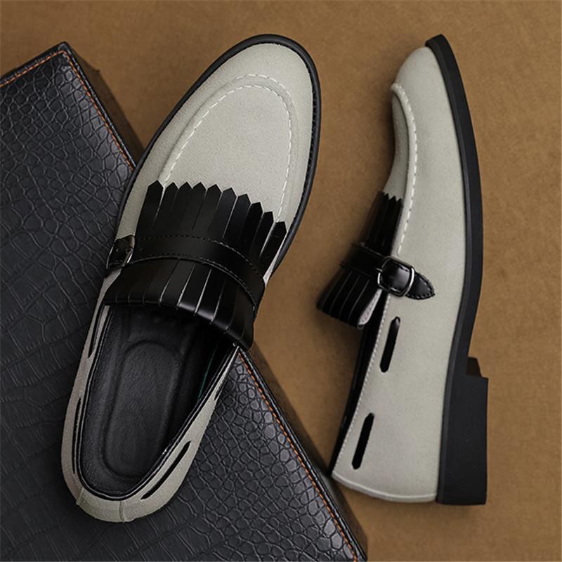 New Fashion Tassels Mixed Suede Leather Shoes For Men Business Party Flats Dress Wedding Loafers Homecoming Pageant Footwear