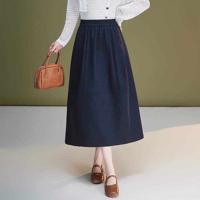 Jupe midi bouffante décontractée à taille haute et coupe évasée avec taille élastique