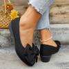 Plus Size Flat Casual Single Shoes Women's Suede Bow Round Toe