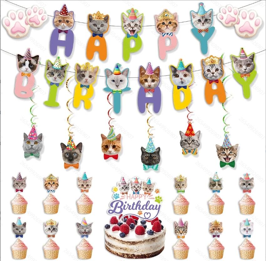 Pet Birthday Dress Set Cute Dog Party Outfit Banner Decoration Joyful Ceremony for Pets Dog Happy Birthday Party Decoration