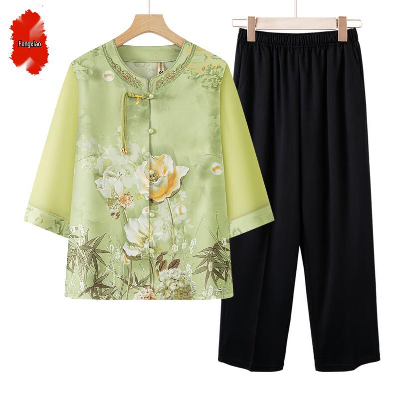 Fengxiao New Chinese Style Summer Top & Set for Elderly Women