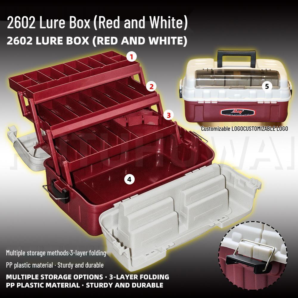 Multi-Layer Handheld Fishing Tackle Box with Lure Storage