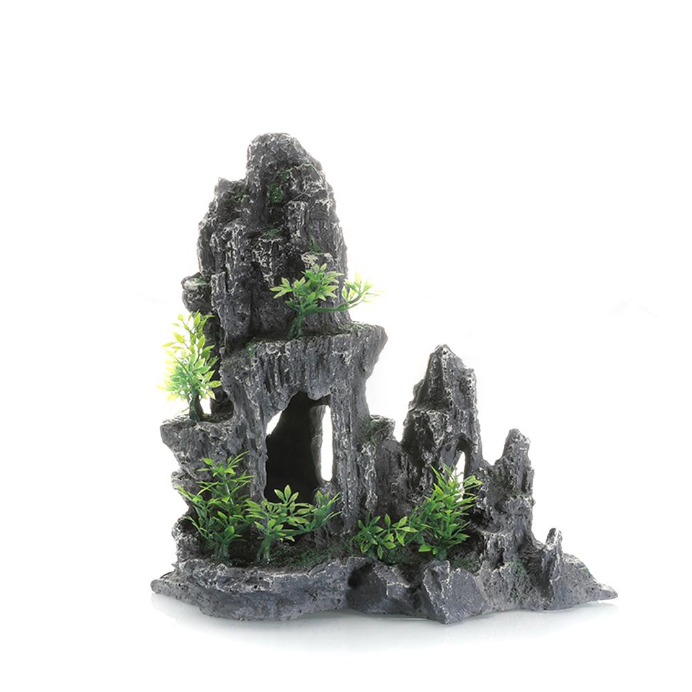 Aquarium Decoration Simulation Rockery Fish Tank Landscaping Stone Ornament Artificial Resin Mountain Fish Hiding Cave Stone Decor