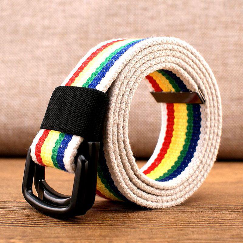 Men's Canvas & Leather Double Ring Stretch Belt