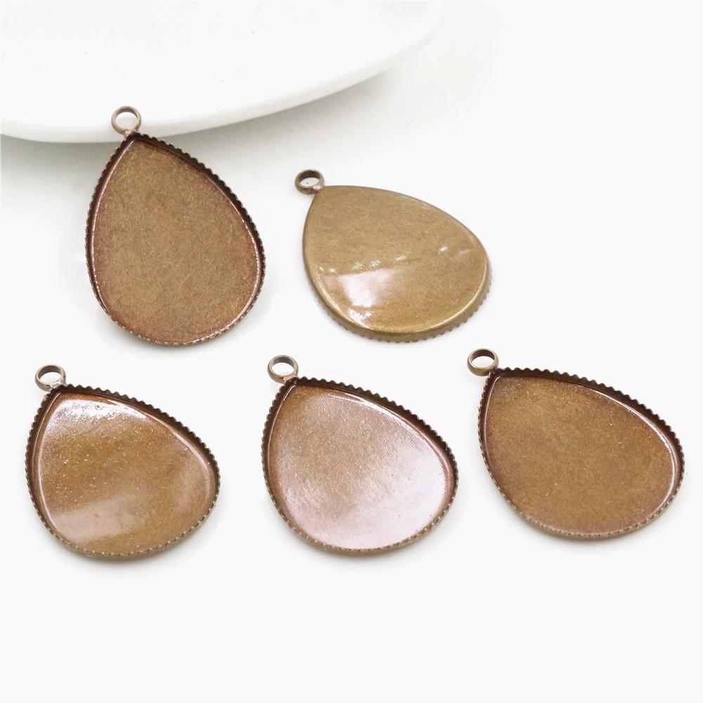 10x14mm 13x18mm 18x25mm  Copper Drop Style Tooth Cabochon Base Cameo Settings for DIY Necklace Jewelry Making Supplies 18x25mm 10pcs