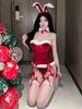 Anime Christmas Sexy Lingerie Party Cosplay Costumes Outfit Erotic Cute Sleepwear Maid Open Bra Crothless Hollow Underwear Set