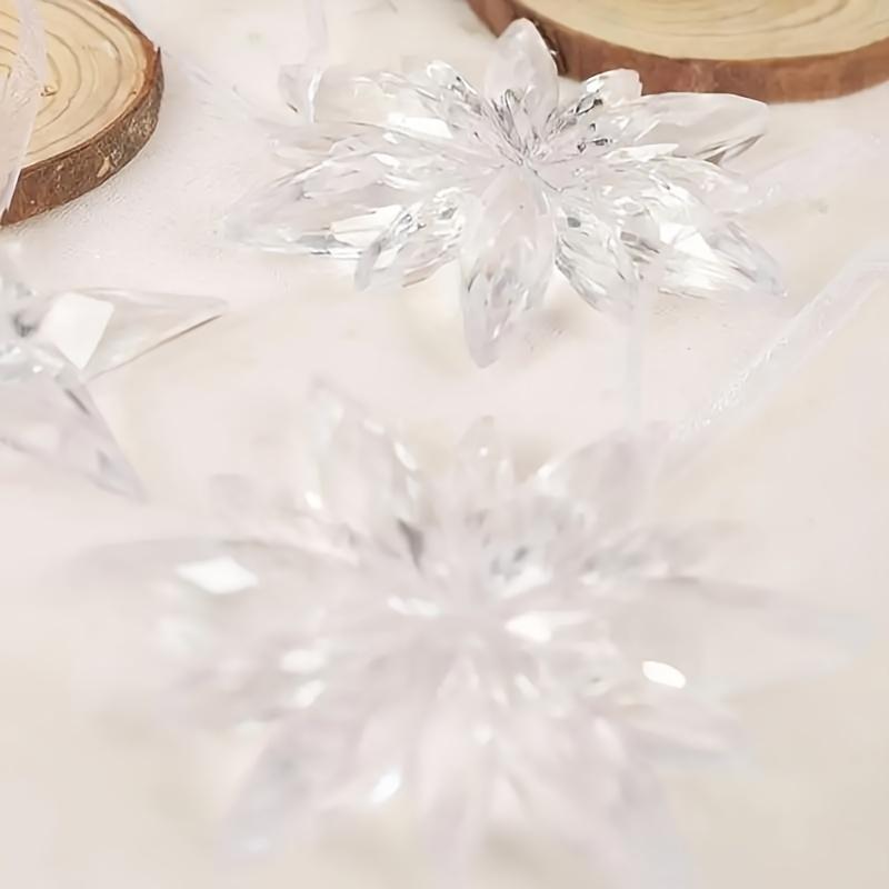 1/10pcs Sparkling Acrylic Snowflake Ornaments -Christmas Tree Decorations,Perfect for Holiday Festivities, Christmas Decorations