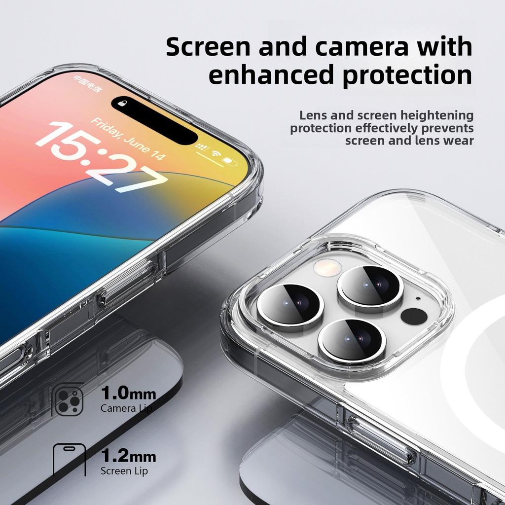 Applicable To Apple 17promax Mobile Phone Case, New Transparent Iphone15pro Magnetic Protective Case 16e Anti-drop Case