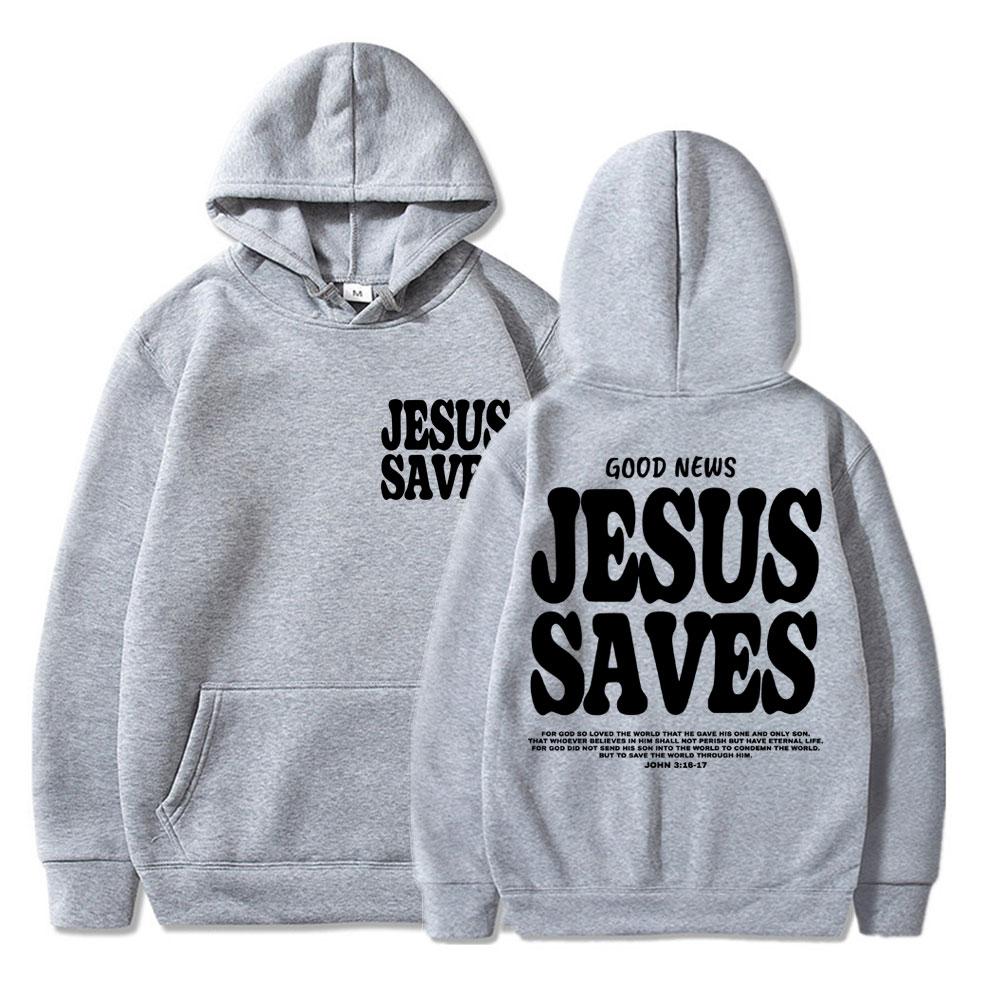 Christlicher Religiöser Jesus Rettet Print Hoodie Vintage Gotisch Herren Damen Mode Pullover Fleece Übergröße Sweatshirt