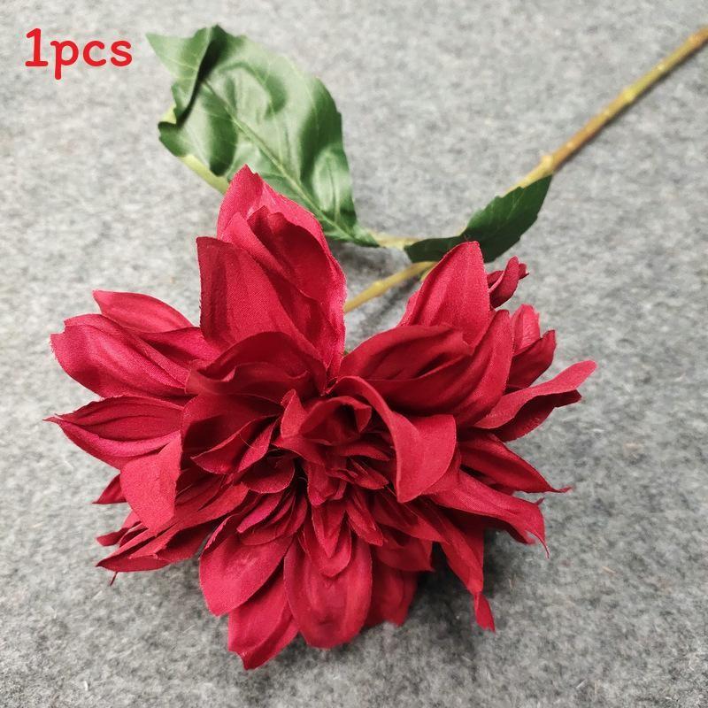 

Искусственный георгин, одиночный стебель, для украшения вечеринки и свадебной подарочной композиции красный