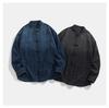 Autumn Men Chinese Style Tang Suit Shirt Men Washed Denim Shirts Male Traditional Kung Fu Tai Chi Denim Jacket Men Cotton Coats