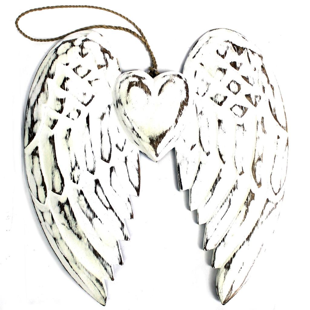 Double Angel Wing Heart Ornament - 24cm