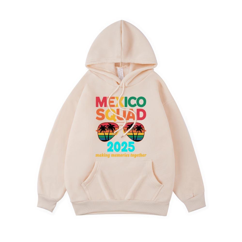 Mexico Squad Letter Printed Hoodie Women Casual Pocket Hooded Winter Sweatshirt Basics Sporty Womans Clothing